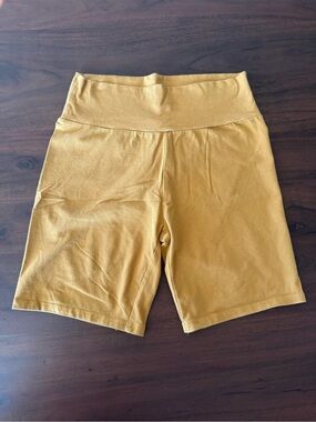 Full Tilt Gold High Waisted Biker Shorts Mustard Yellow